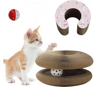Magic Organ Griffoir pour chat avec clochette - Griffoir pliable en carton pour chat d'intérieur - Design infini durable - Protège les meubles - Jeu interactif (option E)