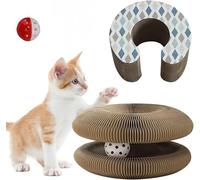 Magic Organ Griffoir pour chat avec clochette - Griffoir pliable en carton pour chat d'intérieur - Design infini durable - Protège les meubles - Jeu interactif (option G)