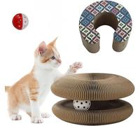 Magic Organ Griffoir pour chat avec clochette - Griffoir pliable en carton pour chat d'intérieur - Design infini durable - Protège les meubles - Jeu interactif (option F)