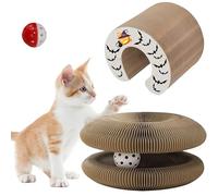 Magic Organ Griffoir pour chat avec clochette - Griffoir pliable en carton pour chat d'intérieur - Design infini durable - Protège les meubles - Jeu interactif (option A)