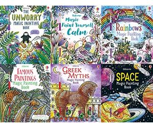 Magic Painting Book 6 Books Collection Pack Set #4 (Famous Paintings, Greek Myths, Magic Paint Yourself Calm, Rainbows,Space,Unworry)