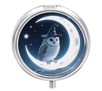 Magic - Pilulier rond à 3 compartiments en forme de chapeau, hibou, organiseur de médicaments décoratif portable pour poche ou sac à main, organiseur de vitamines