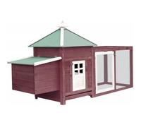 MAGIC Poulailler 6-8 poules Poul Poulailler Clapier Enclos d'extérieur avec nichoir Moka 193x68x104 cm Bois de sapin massif®ONKVXU®