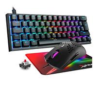 MAGIC-REFINER Ensemble clavier et souris de jeu 60 %, clavier mécanique rétroéclairé RVB, souris de jeu légère, 62 touches USB C, 12 000 DPI pour Windows/Mac/PC, disposition britannique (interrupteur