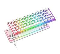 MAGIC-REFINER Filaire Clavier Gamer Mécanique Compact à 60% avec Hotswap OUTEMU Pro Rouge Switch, Touches en PBT Pudding, Rétroéclairage RVB Chroma, Cable USB-C Clavier Mécanique pour PC/Mac, Blanc