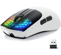 MAGIC-REFINER X5 Souris Gamer sans Fil, 49g Ultra-Léger Souris Gaming Rechargeable, Tri-Mode G502 (2.4Ghz/BT5.0/USB-C Filaire) Souris Ergonomique, Batterie Longue Durée, LED RGB, PC/Mac-Noire&Blanc