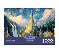 Magic Ring Saga Minas Tirith City 1000 Pièces Carton Premium Lot de Puzzles Starry-Night Style Castle Anti-Stress Jeu Créatif Puzzles As Birthday Gifts 52x38cm/1000pcs
