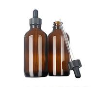 Magic Season Boston Bouteilles Rondes en Verre (Ambré / 120 ml avec Compte-gouttes/Lot de 2)