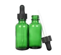 Magic Season Boston Lot de 2 flacons ronds en verre avec compte-gouttes Vert 30 ml