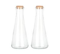 Magic Season Bouteilles Décorative en Verre avec Bouchon en Liège (350 ml Bouteilles Coniques / 2 Pièces)
