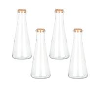 Magic Season Bouteilles en Verre Décoratives avec Bouchons en Liège (350 ml Bouteilles Coniques / 4 Pièces)