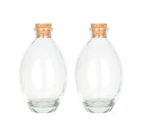 Magic Season Lot de 2 bouteilles décoratives en verre avec bouchon en liège (177,4 ml bouteilles oblates)