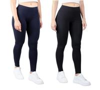 MAGIC SELECT 2X Legging Long Basique en Coton pour Femme. Pantalon, Maille Élastique, Taille Moyenne.