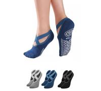 MAGIC SELECT 3 paires de chaussettes de yoga antidérapantes Chaussettes de sport pour Pilates, Danse, Fitness, avec semelle en silicone. Évite les blessures et les ampoules. Taille unique