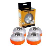 MAGIC SELECT 4X Lumière d'urgence V16 pour Signalisation Routière de Voitures et Motos. Flash Jaune et Blanc avec Base Magnétique et Batterie Rechargeable. Sans GPS.