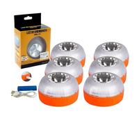 MAGIC SELECT 6x Lumière d'urgence V16 pour Signalisation Routière de Voitures et Motos. Flash Jaune et Blanc avec Base Magnétique et Batterie Rechargeable. Sans GPS.