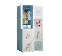 MAGIC SELECT Armoire modulaire pour enfants, étagère de rangement, 8 modules, 140 x 105 cm, bleu
