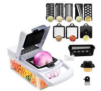 MAGIC SELECT Coupe-légumes Manuel, Mandoline de Cuisine Multifonctionnelle 13 en 1-2 Lames, 7 Râpes Trancheuses, Séparateur d'Œufs et Égouttoir, Lames en Acier Inoxydable.