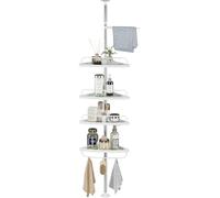MAGIC SELECT Étagère Salle de Bain Télescopique. Étagère de Douche d'Angle sans Perçage. Organisateur de Baignoire, Cuisine, Évier Réglable en Hauteur de 100-260 cm avec 4 Étagères, Porte-Serviettes