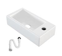 MAGIC SELECT Lavabo en Céramique, Vasque a Poser Blanc, Lavabo de Toilette Anti-Taches, Facile à Nettoyer avec Connexions Standard. Idéal pour la Cuisine ou la Salle de Bain. (50x24,5x12,5 CM)