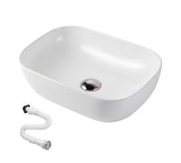 MAGIC SELECT Lavabo en Céramique, Vasque a Poser Blanc, Lavabo de Toilette Anti-Taches, Facile à Nettoyer avec Connexions Standard. Idéal pour la Cuisine ou la Salle de Bain. (50x38x14 CM)