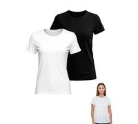 MAGIC SELECT Lot de 2 T-Shirt Basique pour Femme. T-Shirt Casual en Coton à Manches Courtes, Coupe Standard. T-Shirt Col Rond pour Femme. Taille XL