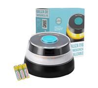 MAGIC SELECT Lumière de Secours V16 DGT 3.0 Homologuée avec Géolocalisation pour Signalisation Routière, Voiture et Moto, Lumière Orange Clignotante 360º, Base Aimantée, Inclut 3 Piles AA