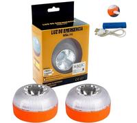 MAGIC SELECT Lumière d'urgence V16 Approuvé pour Signalisation Routière de Voitures et Motos. Flash Jaune et Blanc avec Base Magnétique et Batterie Rechargeable. Sans GPS.