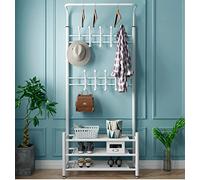 MAGIC SELECT Portemanteau, Meuble d'entrée étagère à chaussures, barre supérieure pour cintres, 18 crochets, 3 étagères et barre supérieure - Porte-manteau en métal