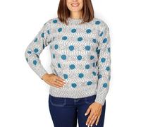 MAGIC SELECT Pull en Tricot chiné à Pois pour Femme. Pull à Manches Longues pour l'hiver et l'automne. Pull col Rond. Taille L
