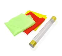 Magic Silk Tube Trick - Soufflez pour apparaître 3 écharpes liées, accessoire d'illusion de scène avec chiffons colorés et baguette transparente, ensemble en PVC de 28 x 28 cm