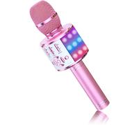Magic Sing Karaoke Microphone Bluetooth Karaoke Kids 4 in 1 Microphone Sing Microphone,Wireless Bluetooth Karaoke Microphone for Party Home,Compatible with iOS/Android (Light Pink)