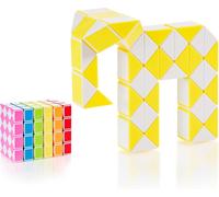 Magic Snake Cube Jouet De Poche Pour Les Enfants De 4 À 8 Ans Cadeau Anniversaire Enfants Invites Cadeau Pour Élèves - 48 Blocs 2,3 Mm X 1,8 Mm Jaune