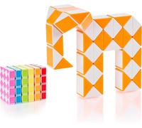 Magic Snake Cube Jouet de Poche pour Les Enfants de 4 à 8 Ans Cadeau Anniversaire Enfants invites Cadeau pour élèves - 48 Blocs 2,3 mm x 1,8 mm Orange