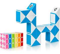 Magic Snake Cube Jouet de Poche pour Les Enfants de 4 à 8 Ans Cadeau Anniversaire Enfants invites Cadeau pour élèves - 24 Blocs 2,3 mm x 1,8 mm Bleu