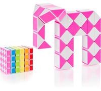 Magic Snake Cube Jouet de Poche pour Les Enfants de 4 à 8 Ans Cadeau Anniversaire Enfants invites Cadeau pour élèves - 48 Blocs 2,3 mm x 1,8 mm Rose