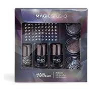 MAGIC STUDIO Cristaux Noirs Kit de Nail Art 6 Vernis - Autocollants Diamant, Durabilité & Brillance