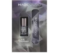 MAGIC STUDIO Cristaux Noirs Kit Manucure - 3 Vernis à Ongles Pailletés 3,2 ml + Lime à Ongles - Boîte Cadeau Élégante