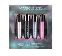 MAGIC STUDIO Set de 4 Ombres à Paupières Liquides 1,6 ml - Scintillantes en Or, Noir, Argent, Rose - Idéal Cadeau