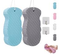 Magic Super Soft Exfoliating Bath Sponge, Radiant Skin Sponge, 3D Magic Exfoliating Bath Sponges for Adults and Children, for Face & Body Skin (Gray + Blue)