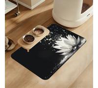 Magic Tapis d'alimentation lotus blanc - Tapis d'alimentation absorbant à séchage rapide pour chien et chat, antidérapant et imperméable pour les mangeurs désordonnés, accessoires pour animaux de