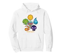 Magic The Gathering Dominaria Lands and Logo Sweat à Capuche, Unisexe pour Adultes, Blanc, XL