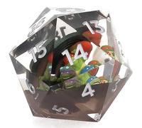 Magic The Gathering: Teenage Mutant Ninja Turtles - Compteur de vie Spindown d20 de 55 mm, figurines 3D à l'intérieur en résine, noir et vert, dés de collection RPG
