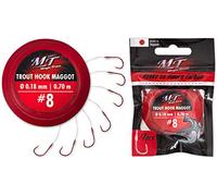 Magic Trout Lot de 8 Crochets Maggot en Argent Ø 0,18 mm 70 cm