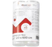 Magic Vac, 2 Rouleaux Sous Vide Alimentaire 20x600 cm Rayés et Brevetés, Multicouche et Résistants, en Matériau Sans BPA Adapté au Contact avec les Aliments, Made in Italy