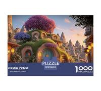 Magic Village 1000 Pcs Carton Extra-épais Lot de Puzzles Cartoon City Anti-Stress Jeu Créatif Puzzles pour Adultes Et Enfants 38x26cm/1000pcs