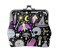 Magic Witch Witchcraft Bohème Dessin Imprimé Charme et Porte-monnaie polyvalent Exquis Étanche Kiss Lock Portefeuille pour clés cartes