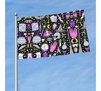 Magic Witch Witchcraft Drapeau bohème imprimé vibrant d'extérieur 0,9 x 1,5 m, design audacieux, pour défilé, événement, cour, terrasse et maison