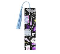 Magic Witch Witchcraft Lot de 5 marque-pages en bois avec pompons, cadeaux pour homme et femme