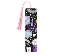 Magic Witch Witchcraft Lot de 5 marque-pages en bois avec pompons, cadeaux pour homme et femme